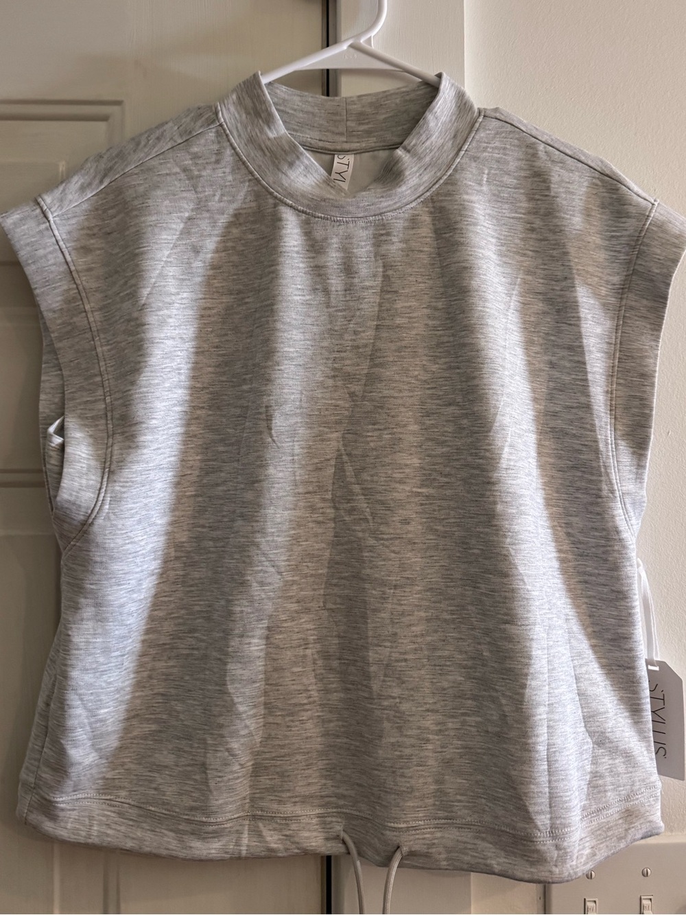 Sleeveless Gray Mock Neck Top